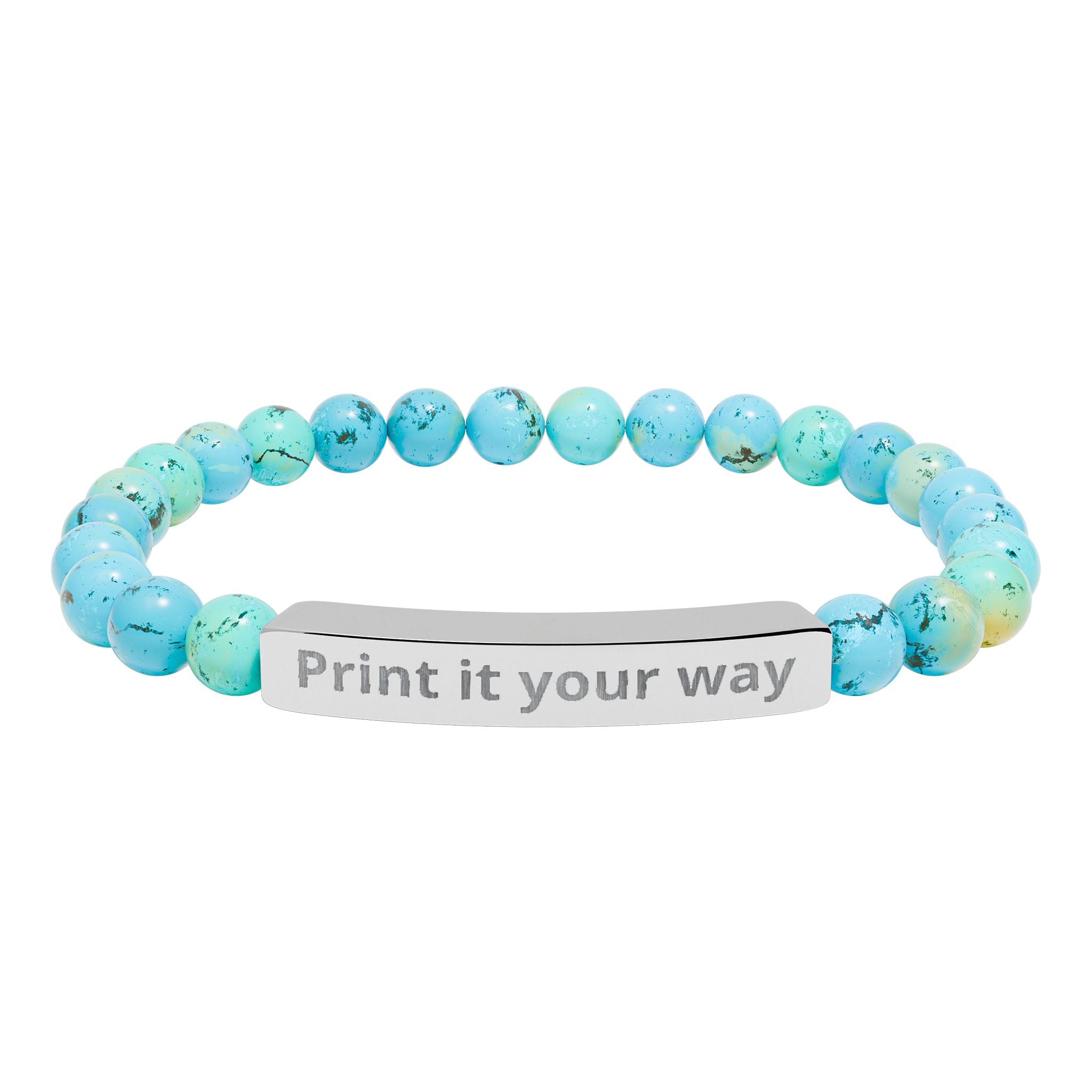 Customize your own engravable natural stone stretch bar bracelet - check description for instruction