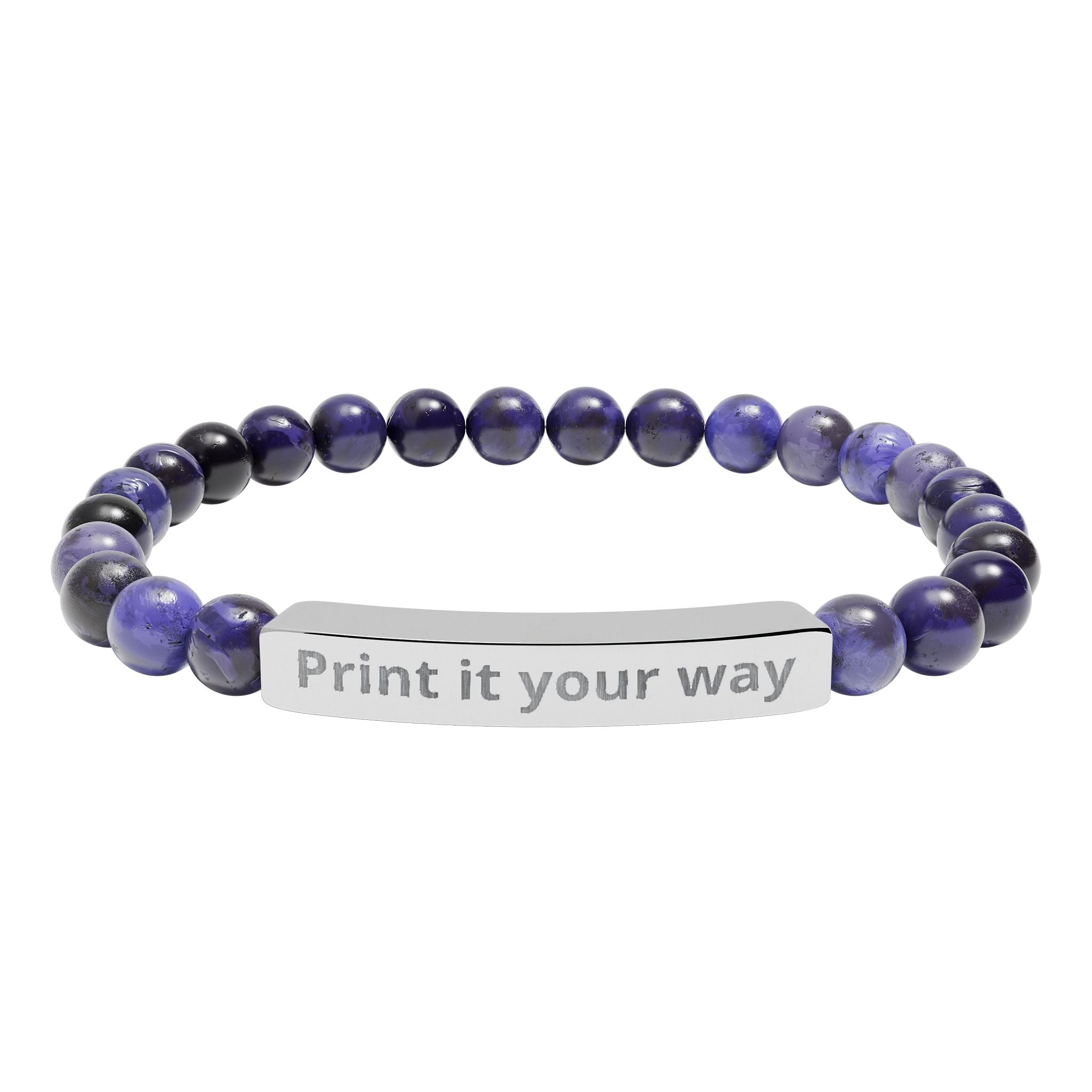 Customize your own engravable natural stone stretch bar bracelet - check description for instruction