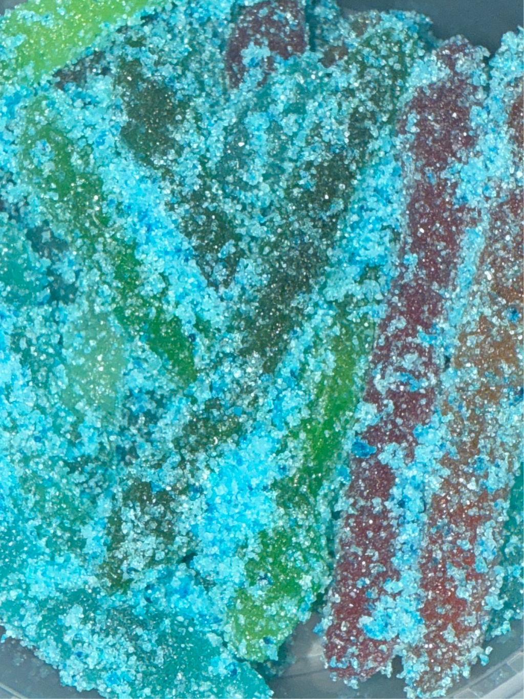 Sour blue raspberry gummy snakes 8 oz