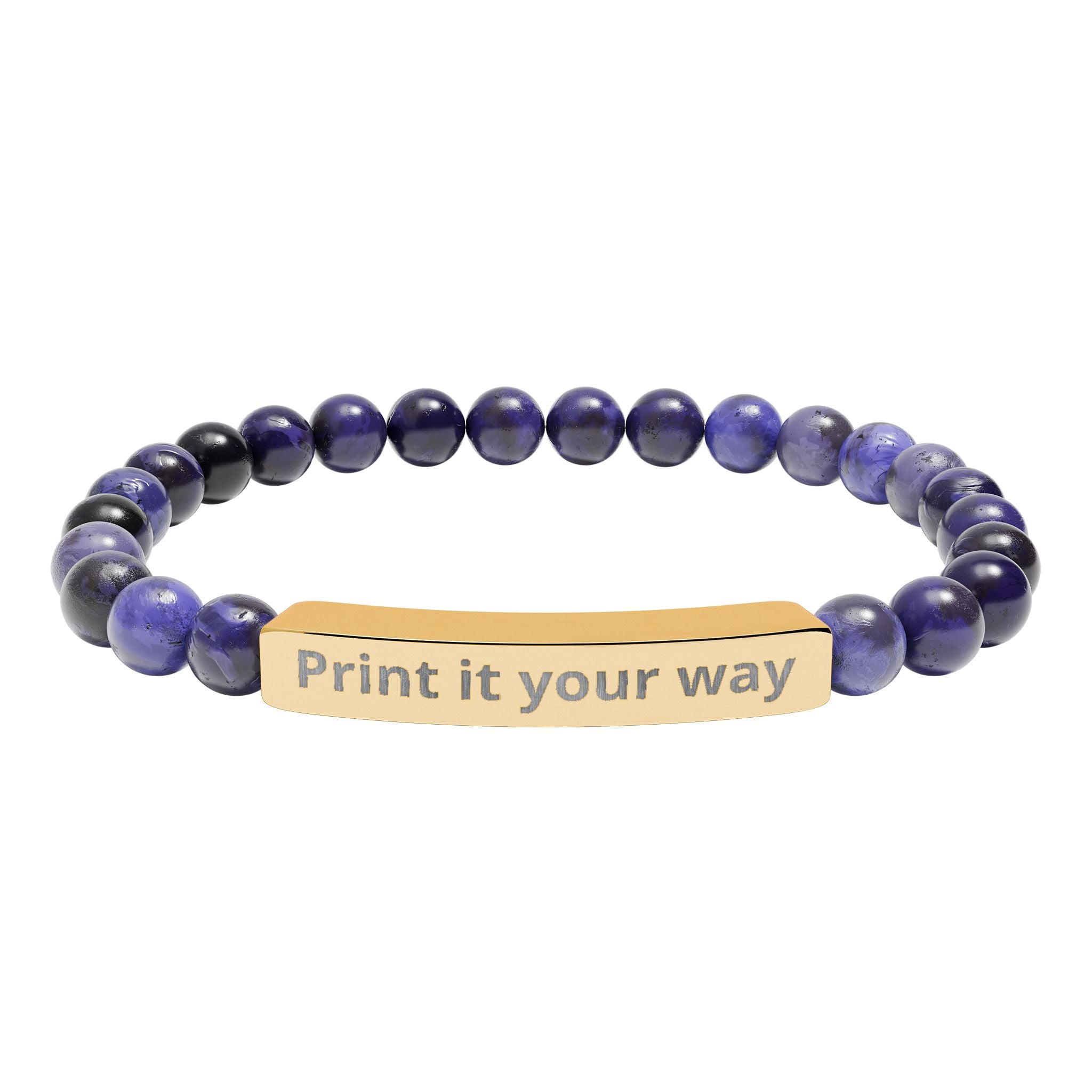Customize your own engravable natural stone stretch bar bracelet - check description for instruction