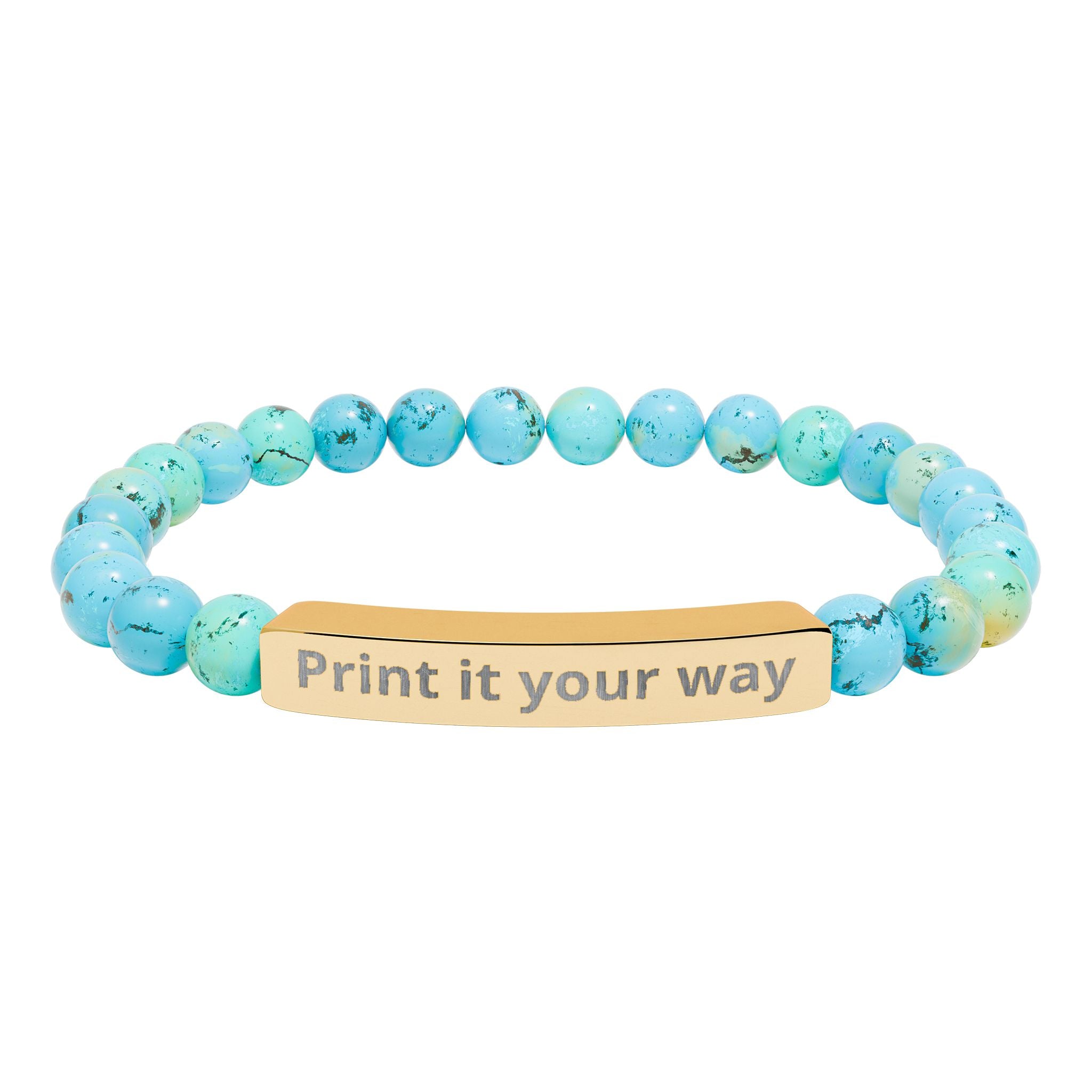 Customize your own engravable natural stone stretch bar bracelet - check description for instruction