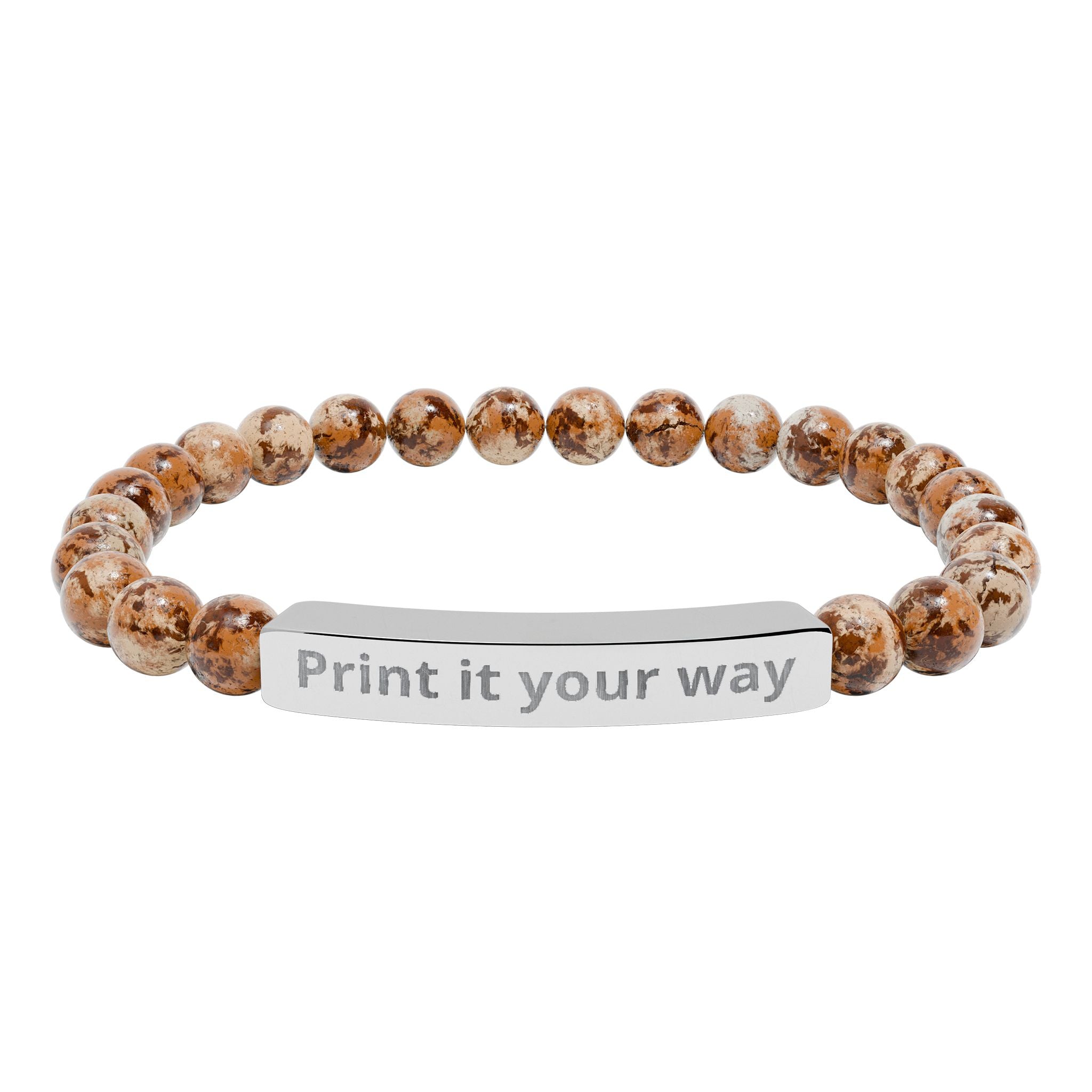 Customize your own engravable natural stone stretch bar bracelet - check description for instruction