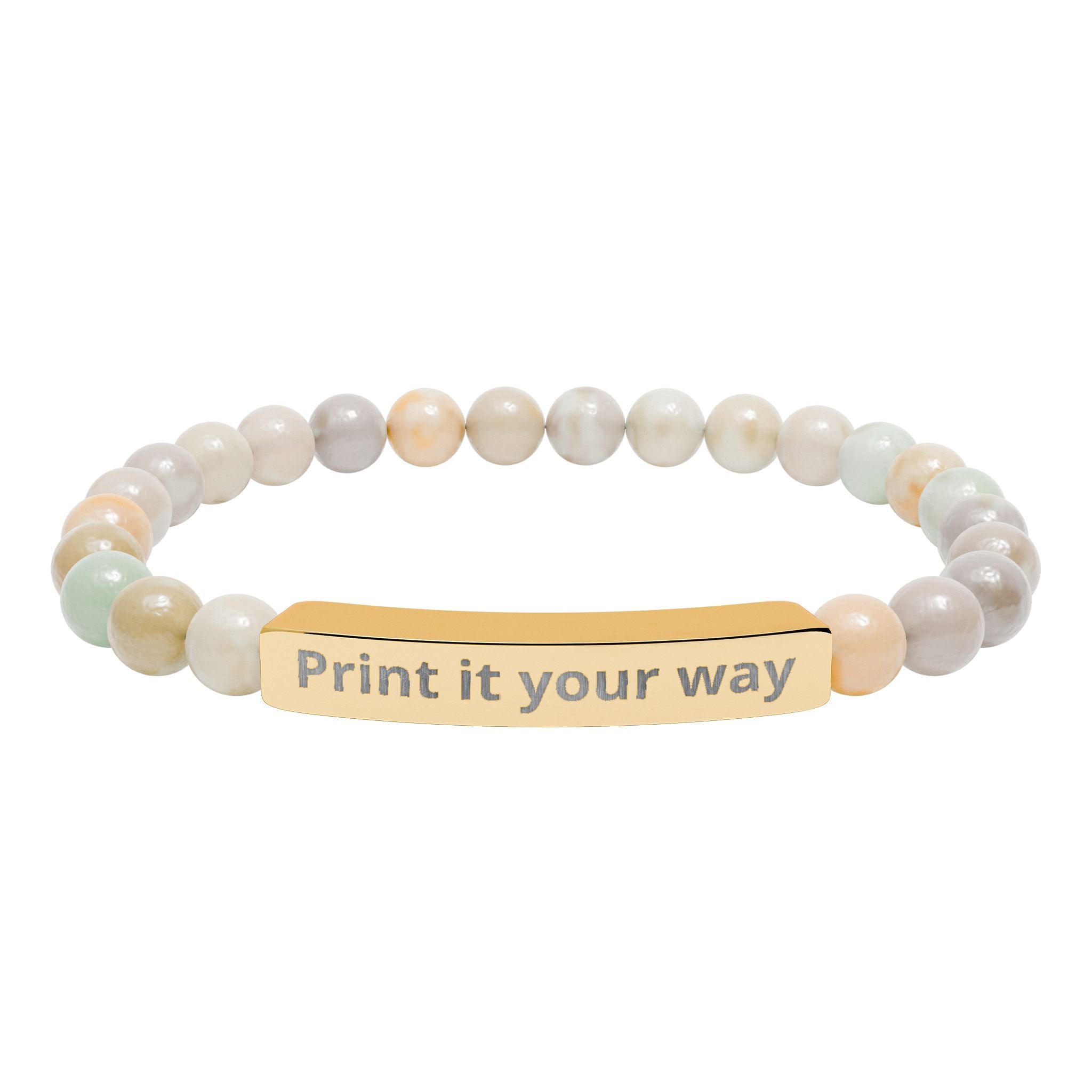 Customize your own engravable natural stone stretch bar bracelet - check description for instruction