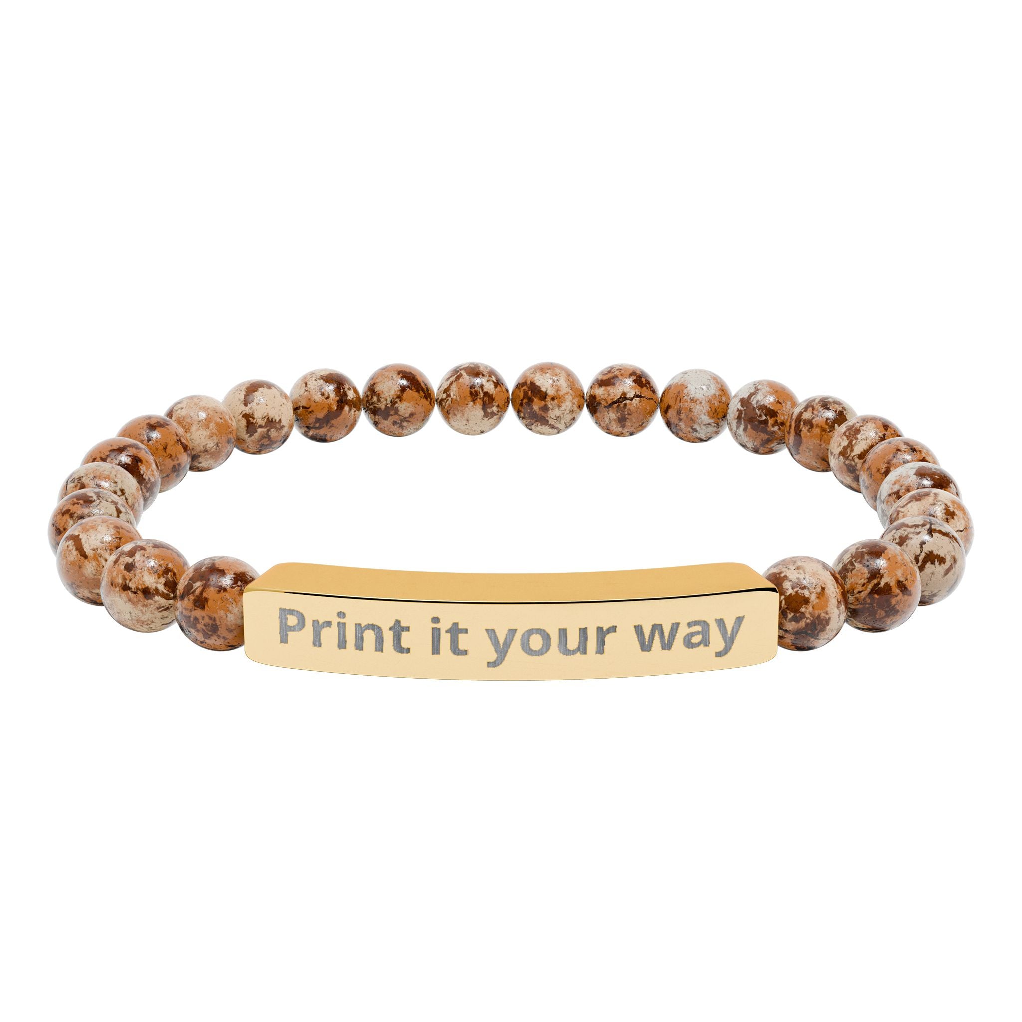 Customize your own engravable natural stone stretch bar bracelet - check description for instruction