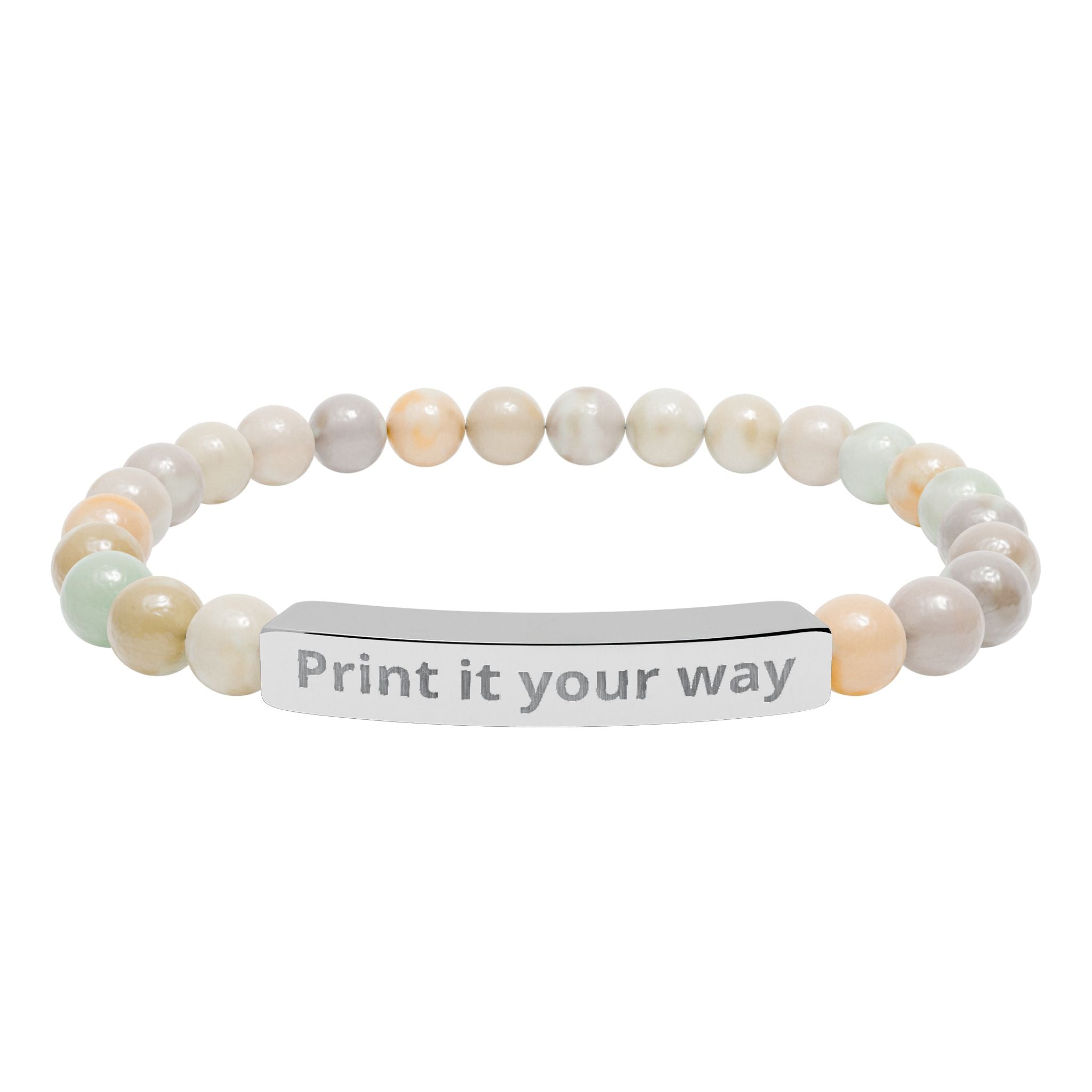 Customize your own engravable natural stone stretch bar bracelet - check description for instruction