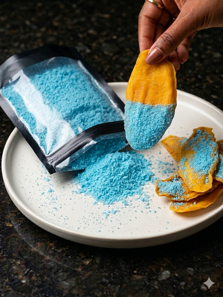 Michaelacandyzz sour blue raspberry mango dipper | real dried fruit, low calorie, and 6 big pieces