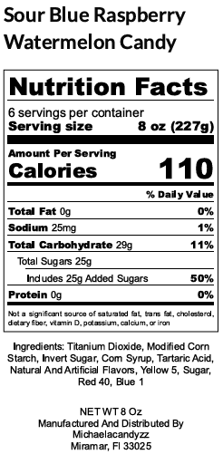 Sour blue baspberry watermelon 8 oz